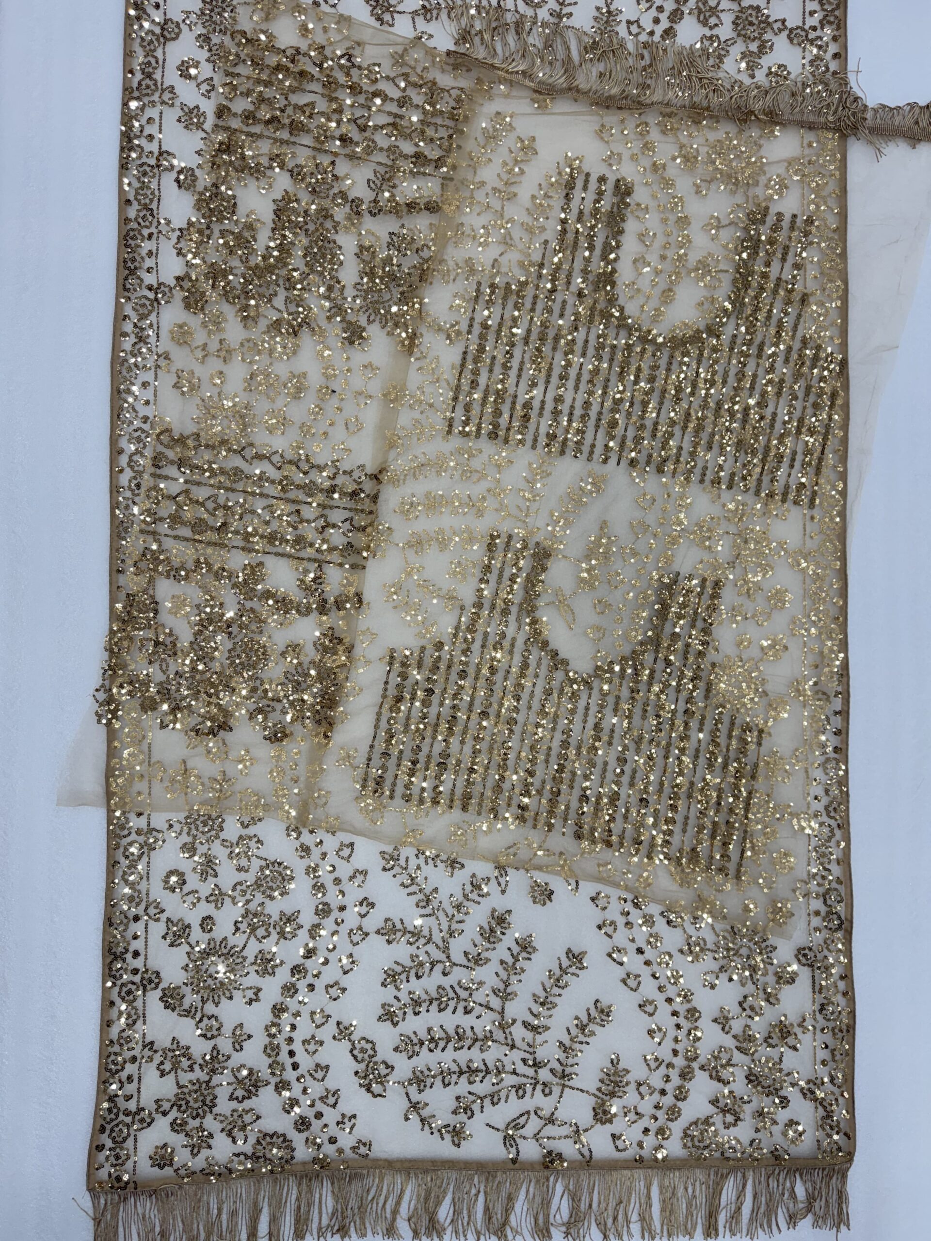 Inspired Premium Golden Butterfly Net Sequin Saree - Image 6