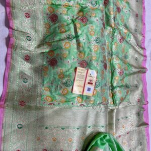Banarasi Handloom Pure Katan Soft Silk Saree – Multi Jaal Zari Work