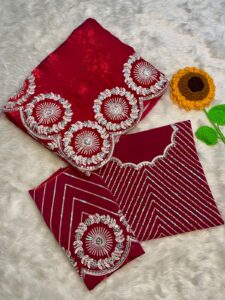 Trisha Premium Satin Saree with Arco Cut Work Border