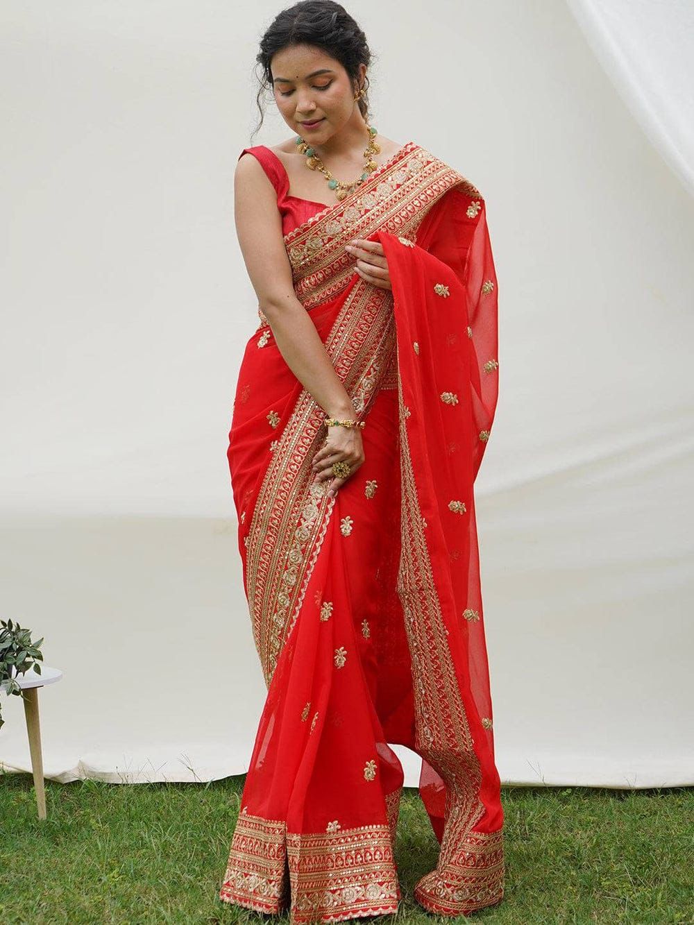 Pure Organza Handwork Saree - Image 3
