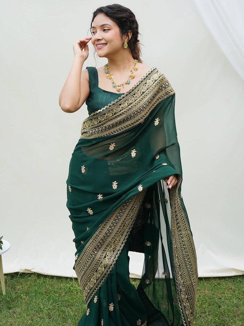 Pure Organza Handwork Saree - Image 5