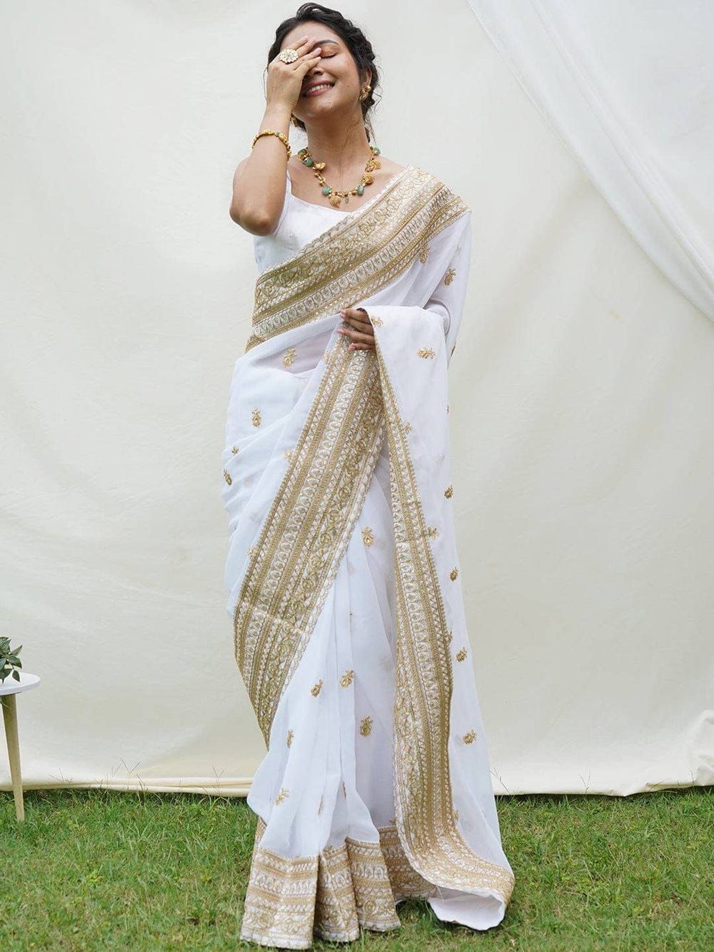 Pure Organza Handwork Saree - Image 6