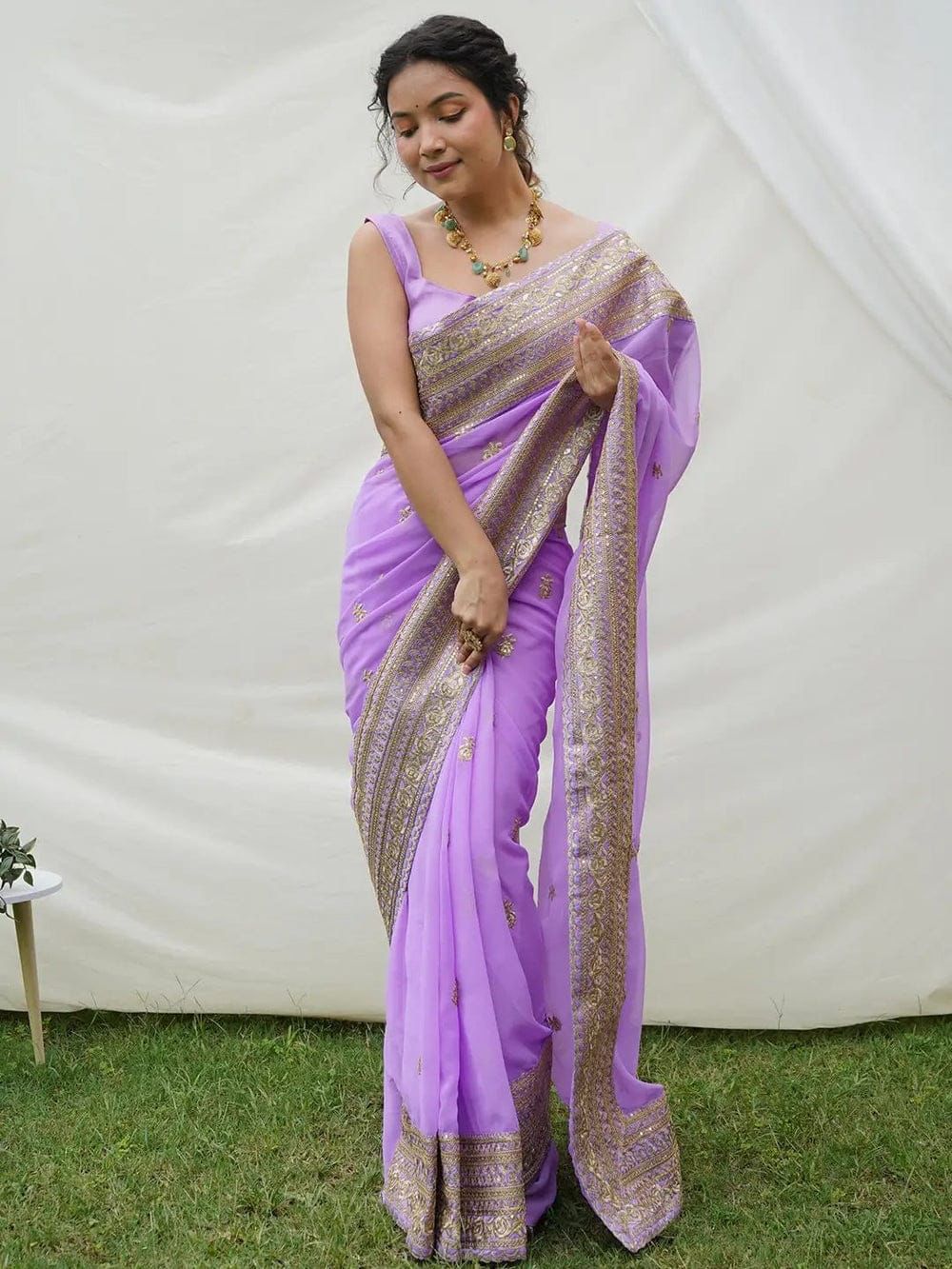 Pure Organza Handwork Saree - Image 4