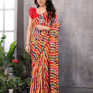 Printed Ready-to-Wear Georgette Silk Saree