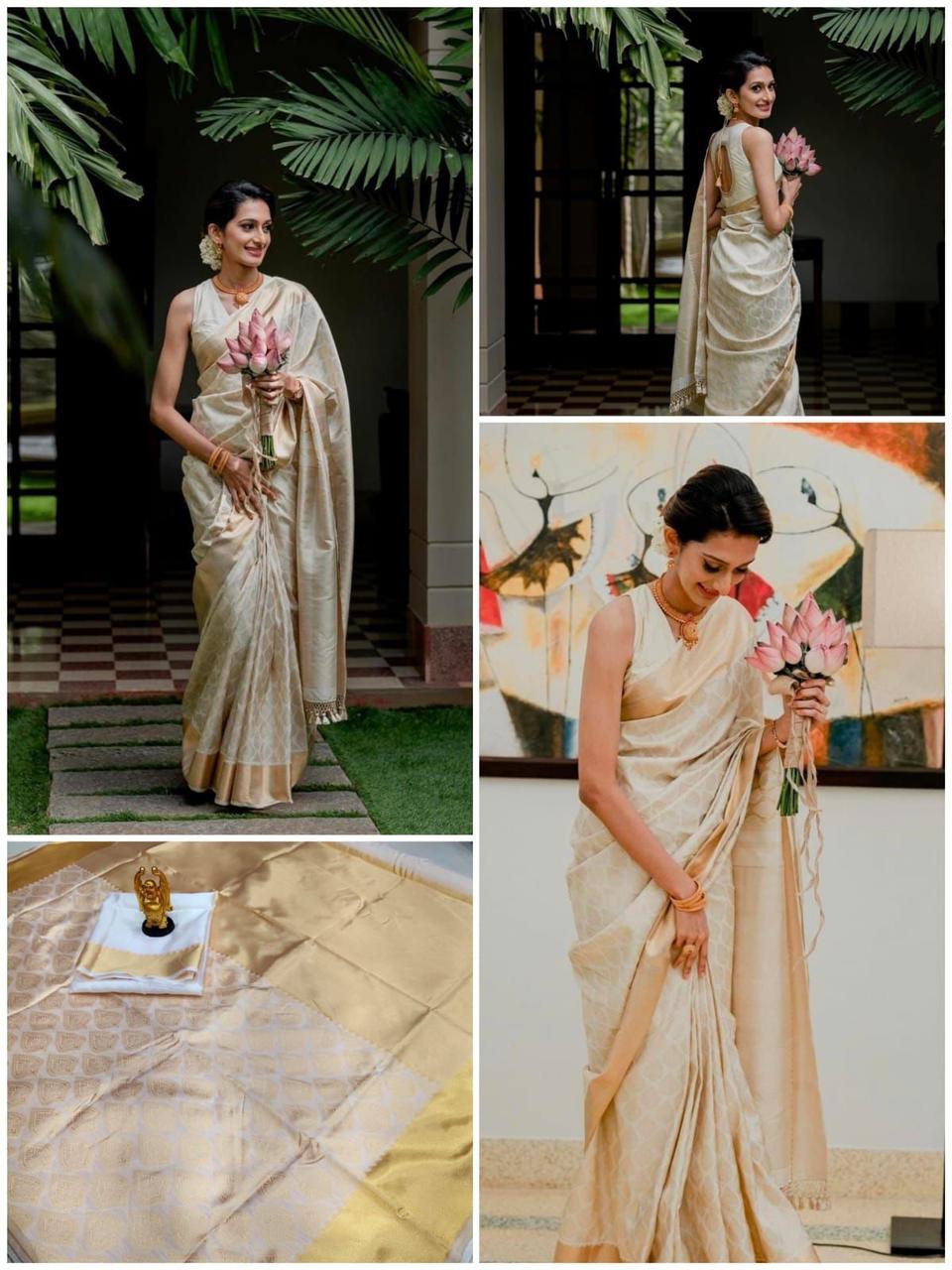 Soft Lichi Silk Saree with Rich Jacquard Work - Image 7