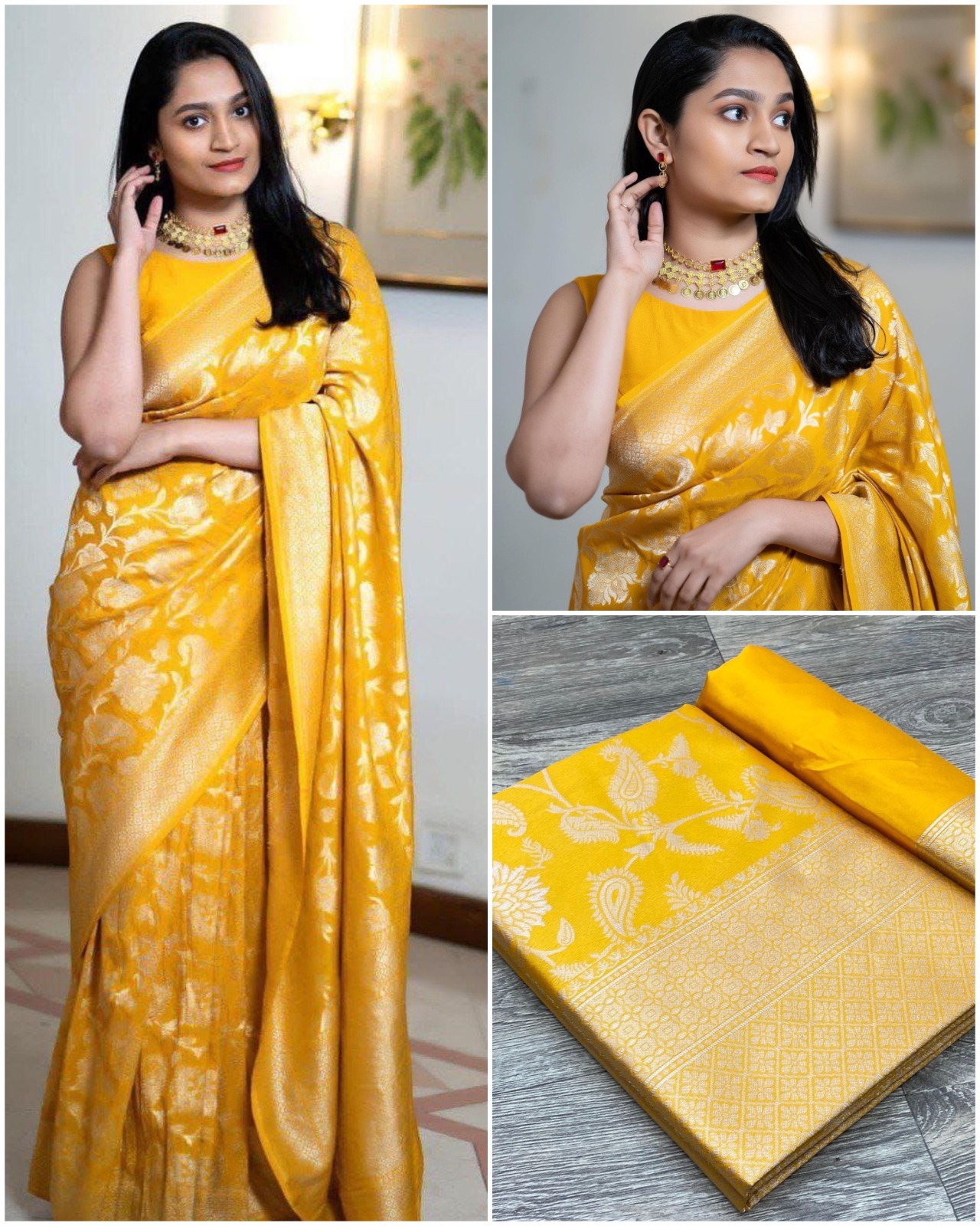 Soft Lichi Silk Saree with Rich Jacquard Work - Image 4