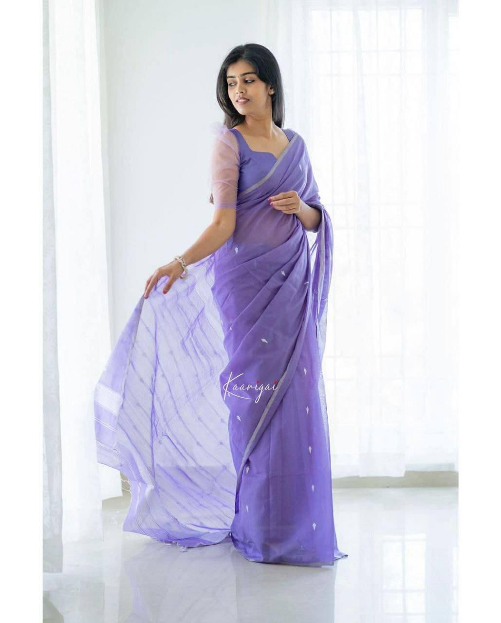 LINEN COTTON SILK SAREE - Image 5