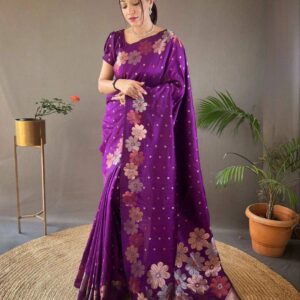 women's soft litchi silk saree