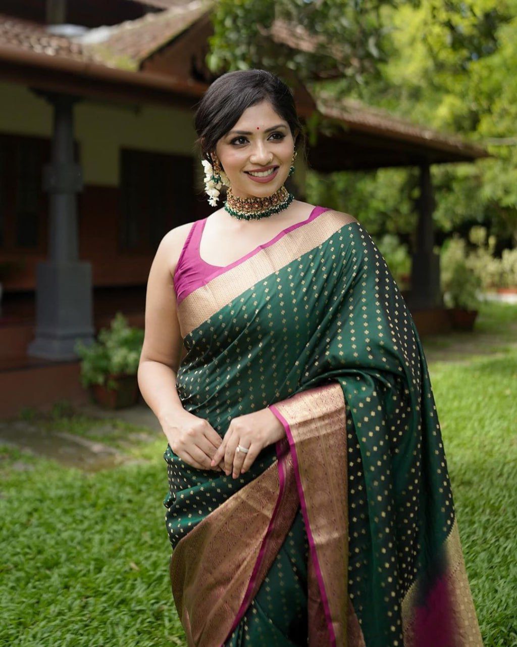 Women's Silk Saree with Unstitched Blouse Piece - Image 5