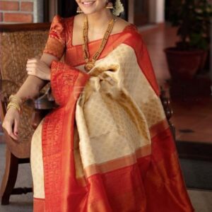 Litchi silk saree