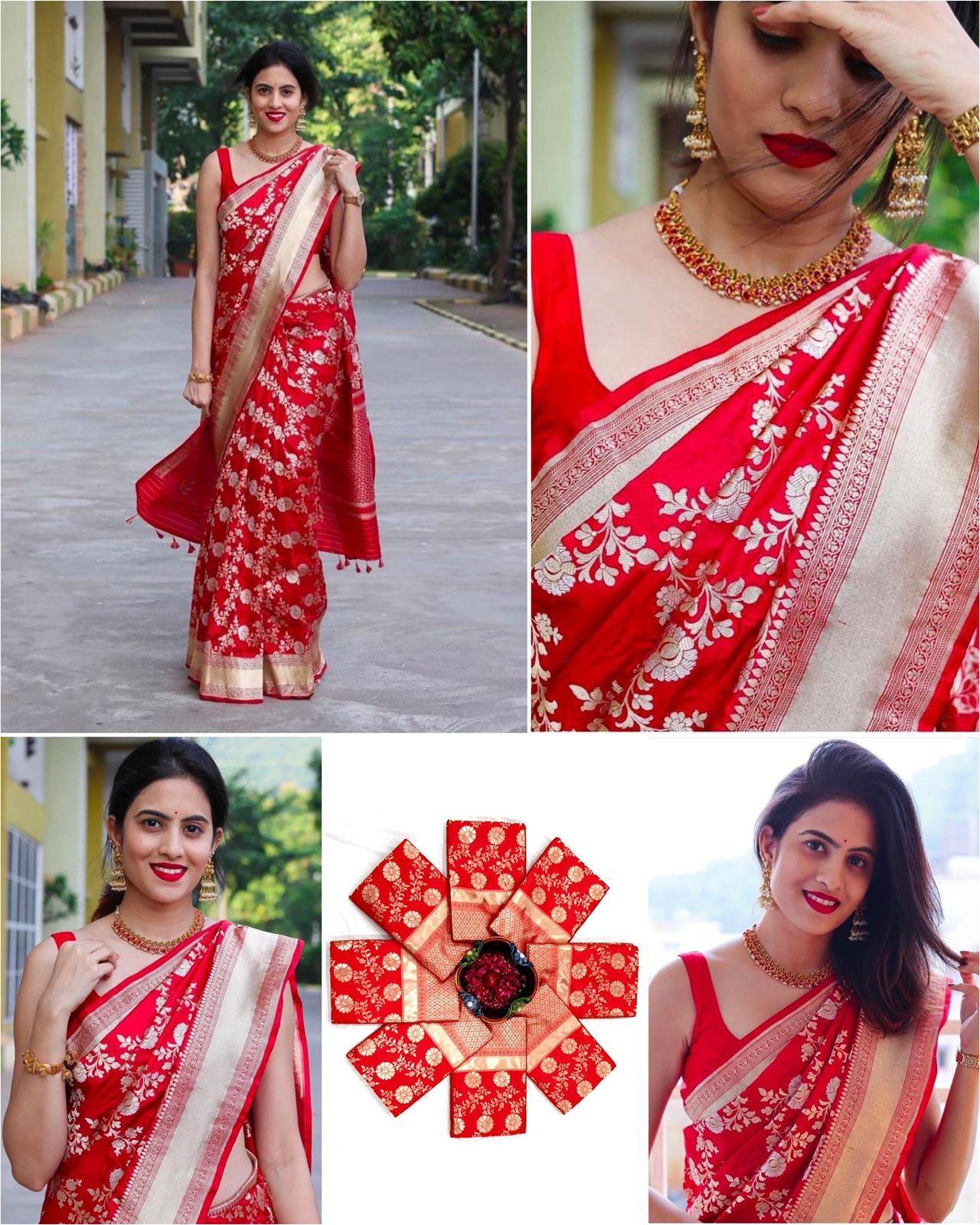 Ruby Silk Saree - Image 6