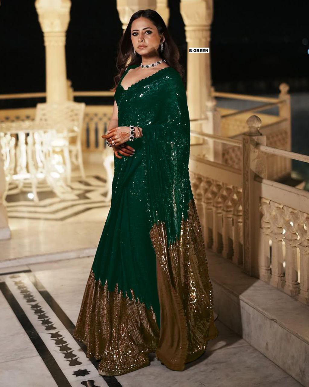 Georgette With Embroidery Work Saree - Image 6