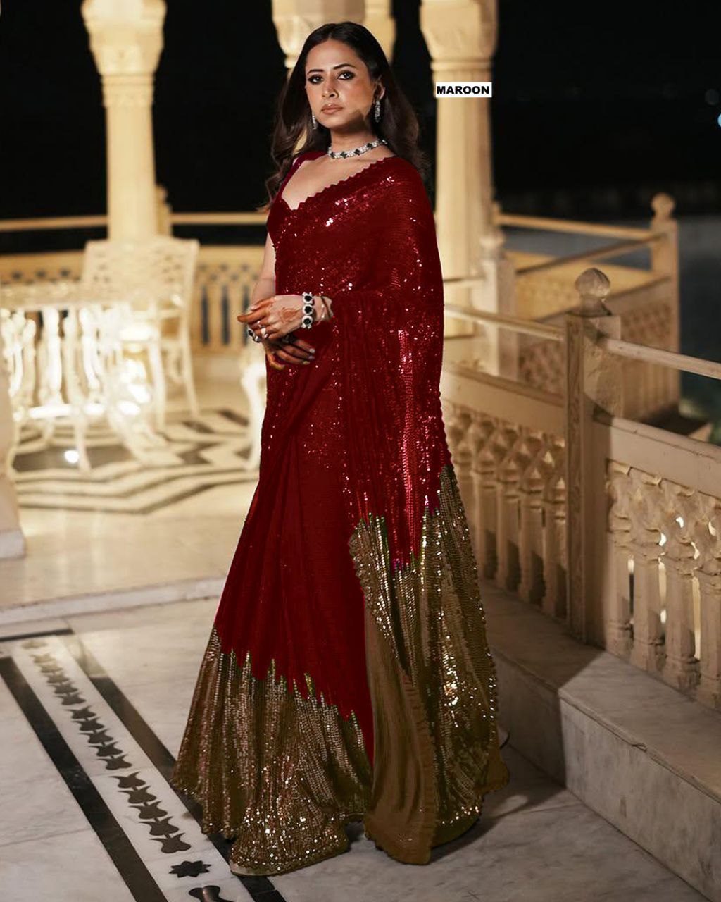 Georgette With Embroidery Work Saree - Image 5