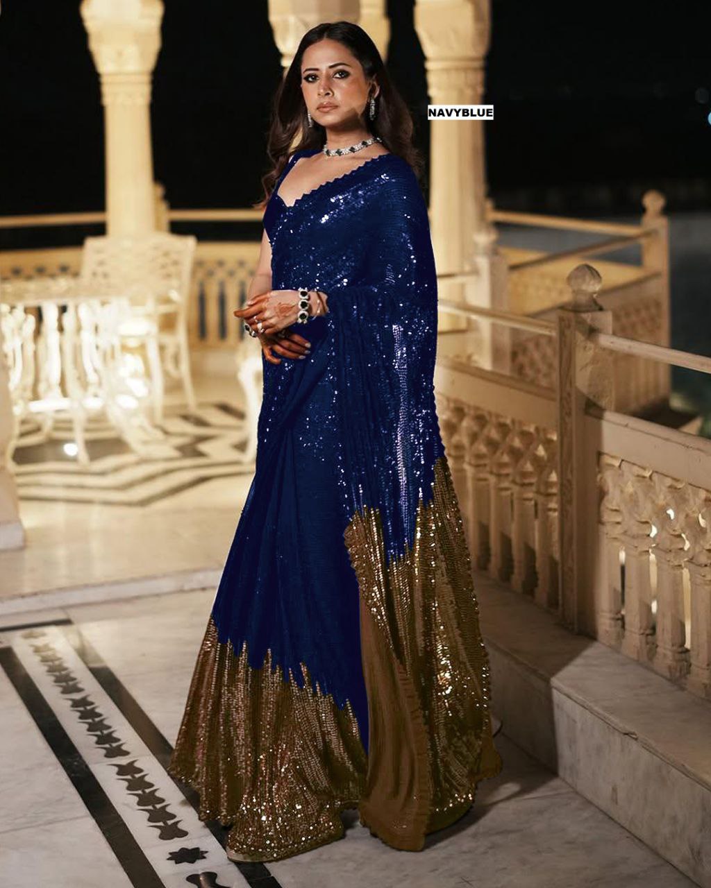 Georgette With Embroidery Work Saree - Image 3